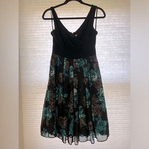 White House Black Market Teal Floral Cocktail Dress